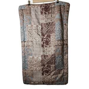 CROSCILL HOME Brown Light Blue Patchwork Rope Border KING Pillow Sham - Set of 2